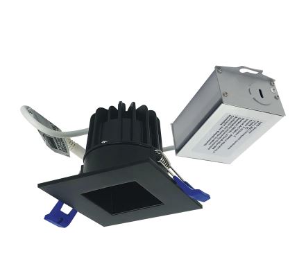 Nora Lighting NM2-2SDC6030BB 8W 2 Inch M2 LED Mini Recessed Downlight Square Reflector 600lm 3000K 90+CRI 120V Matte Black Finish