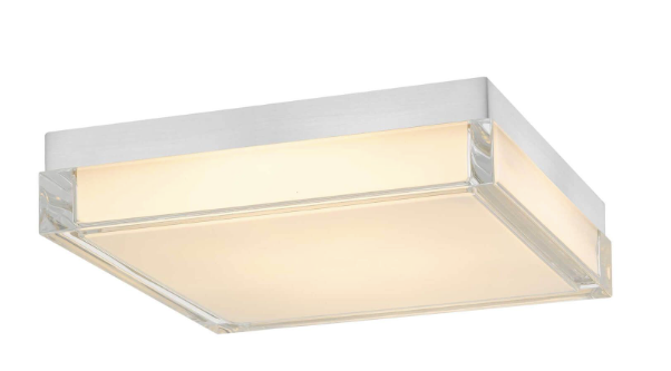 Alteck Lighting AFM0021-3CCT-W-BSS Box 11 inch LED Flush Mount with Clear Thick Wall Acrylic-Frosted Inside, Multi-Color Temperature, Brushed Stainless Steel Finish