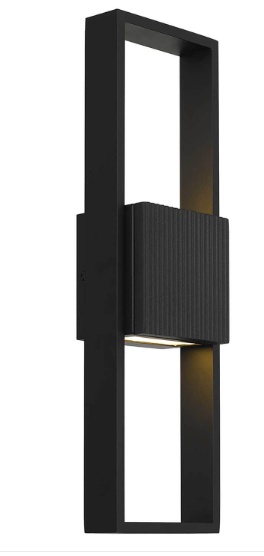 Alteck Lighting AW0056-3CCT-W-BK Miami 18 inch Tall LED Outdoor Wall Sconce with Sand Blast Glass, Multi-Color Temperature, Sand Black