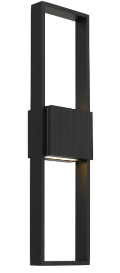 Alteck Lighting AW0057-3CCT-W-BK Miami 24 inch Tall LED Outdoor Wall Sconce with Sand Blast Glass, Multi-Color Temperature, Sand Black Finish