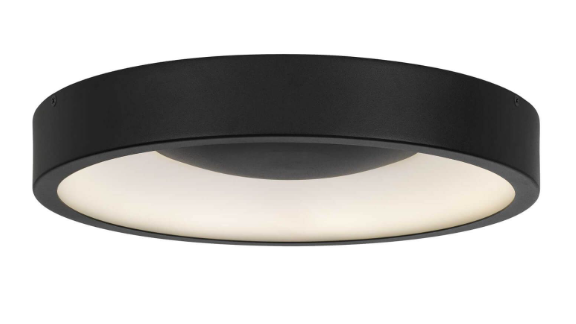 Alteck Lighting AFM0069-5CCT-W-BK Stellar 14 inch LED Flush Mount with Etched White Acrylic, Multi-Color Temperature, Sand Black Finish