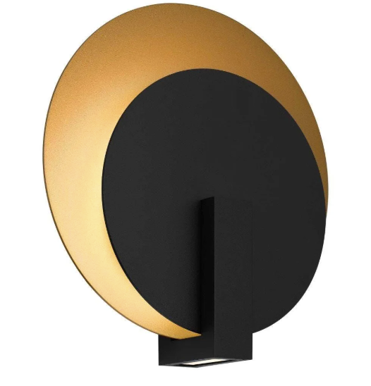 Alteck Lighting AW0089-3CCT-W-BK Eclipse 13 inch Tall CCT LED Outdoor Wall Sconce, Multi-Color Temperature, Sand Black-Painted Brass Finish