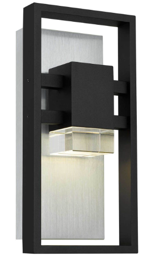 Alteck Lighting AW0105-3CCT-W-BK Mars 12 inch Tall LED Outdoor Wall Sconce with Sparkling Crystal Accents, Multi-Color Temperature, Sand Black Finish