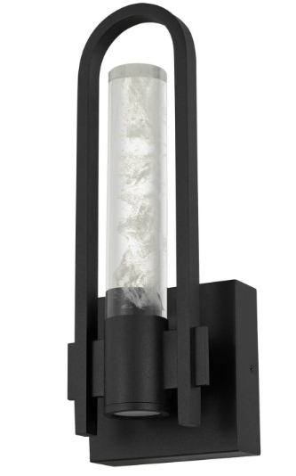 Alteck Lighting AW0131-3CCT-W-BK Arch 13 inch Tall LED Outdoor Wall Sconce with Clear Wispy Opal Glass, Multi-Color Temperature, Sand Black Finish