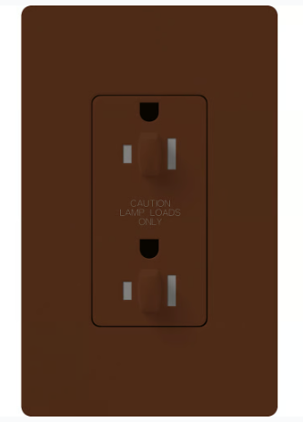 Lutron NTR-15-DDTR-SI Architectural 15A Dual Dimming, Tamper Resist Duplex Receptacle, 125V with Wall Plate, Matte Finish, Sienna Finish