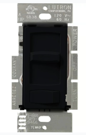 Lutron CTELV-303P-BL Skylark Contour LED+ Dimmer, 300W 1 Pole 3-way Dimmer Switch, Black Finish
