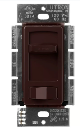 Lutron CTFSQ-F-BR Skylark Contour Quiet 3-Speed Fan Control, No 1.5A 3-Speed Ceiling Fan, 120V, 1 Pole/3-Way, Brown Finish