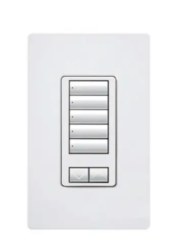 Lutron RRD-W5BRL-IV RadioRA 2 seeTouch Wall-Mount Designer Keypad, 5 Button w/ Raise-Lower, Ivory Finish