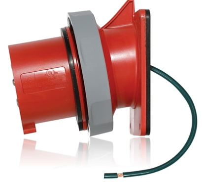 Leviton 430B6WLEV LEV Series IEC Pin & Sleeve Inlet, 30/32 Amp, 380-415 Volt 3-Phase, 3P, 4W, Red Finish