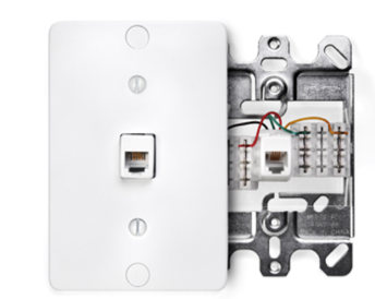 Leviton 40253-W Telephone Wall Phone Jack, 6p4c, Quick Connect, White Finish