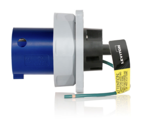 Leviton 3100B6WLEV LEV Series 100A Pin and Sleeve Inlet, Watertight, 250V, 3-Phase,  2P, 3W, Blue Finish