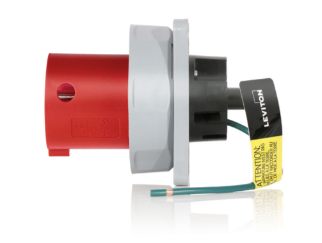 Leviton 4100B7WLEV 100A, 480V 3-Phase, 3P, 4W, LEV Series Pin & Sleeve Inlet, Watertight, Red