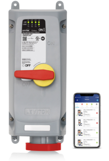Leviton 4100MI7WLEVC LEV Series Pin & Sleeve Interlock w/ Remote Monitoring, Wi-Fi, 100A 480V 3PH, 3P 4W, Red Finish