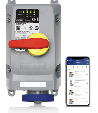 Leviton 420MI9WLEVS LEV Series IEC Pin & Sleeve Mechanical Interlock with Local Monitoring Inform Technology, 20 Amp, 240 Volt 3-Phase, 3P, 4W, Blue Finish