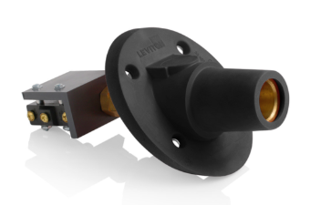Leviton 17RSW-SE 17 Series Panel Mount Receptacle, Female, 600A Max, 600V 30 Degree Angle, Threaded Stud w/Microswitch Termination, 250-500 MCM Cable Range, Black Finish