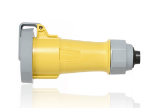 Leviton 330C4WLEVA LEV Series Pin & Sleeve Connector w/ Screwless Clamp Assembly, 30A, 125V 2P, 3W, Yellow Finish