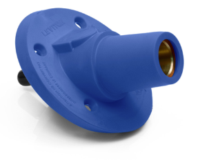 Leviton 17R24-SB 17 Series Panel Mount Receptacle, Female, 600A Max, 600V 30 Degree Angle, Threaded Stud Termination, 250-500 MCM Cable Range, Blue Finish