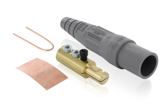 Leviton 16D24-UGY 16 Series Taper Nose Cam-Type Male Plug, Contact & Insulator, Detachable, 2/0, 4/0 AWG, 400A Max, Type 3R When Mated, Gray Finish