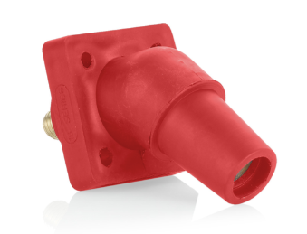 Leviton 16R30-UR 16 Series Panel Mount Receptacle, Female, 400A Max, 600V 45 Degree Angle, 1.125"L Threaded Stud Termination, #2-4/0 Cable Range, Red Finish