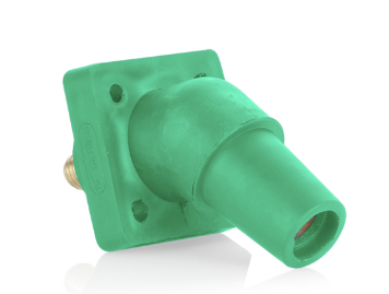 Leviton 16R30-UG 16 Series Panel Mount Receptacle, Female, 400A Max, 600V 45 Degree Angle, 1.125"L Threaded Stud Termination, #2-4/0 Cable Range, Green Finish