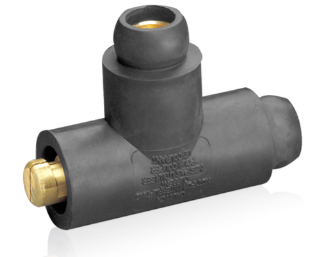Leviton 18A22-UE 18 Series Single Pole Cam Type Adapter, Tapping Tee, Female-Female-Male, 400A Max, Black Finish