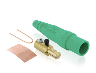 Leviton 16D23-UG 16 Series Taper Nose Cam-Type Male Plug, Contact & Insulator, Detachable, 2/0, 4/0 AWG, 400A Max, Type 3R When Mated, Green Finish
