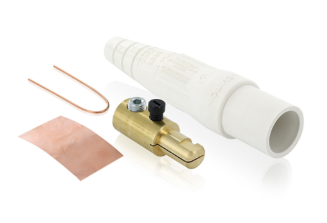 Leviton 16D23-UW 16 Series Taper Nose Cam-Type Male Plug, Contact & Insulator, Detachable, 2/0, 4/0 AWG, 400A Max, Type 3R When Mated, White Finish