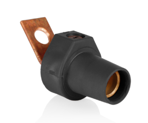 Leviton 16F21-UE 16 Series Taper Nose Single Pole Cam Type Female Terminal Connector, Bus Bar Mount, Angle, #2, 4/0 AWG, 400A Max, Black Finish