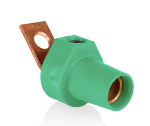 Leviton 16F21-UG 16 Series Taper Nose Single Pole Cam Type Female Terminal Connector, Bus Bar Mount, Angle, #2, 4/0 AWG, 400A Max, Green Finish
