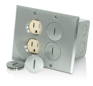 Leviton 35249-TFN Floor Box Assembly w/ (2) 15A Tamper Resistant Outlet/receptacle, Nickel