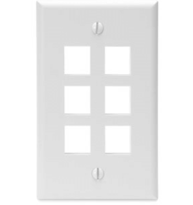 Leviton 41080-6WP Single-Gang Quickport, Wallplate, 6-port, White Finish
