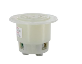Leviton 2686 30A, 480V 3-Phase, NEMA L12-30R, 3P, 3W, Flanged Outlet Locking Receptacle, Non-Grounding, White