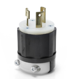 Leviton 2681 30A, 480V 3-Phase, NEMA L12-30P, 3P, 3W, Locking Plug, Non-Grounding, Black/White Finish