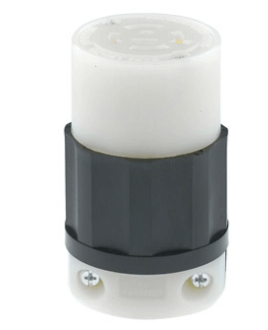 Leviton 2413 Industrial Grade Locking Connector, 20A, 3P, NEMA L14-20R,  Black/White, 125/250V