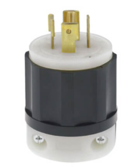 Leviton 2511 Industrial Grade Locking Plug, 4P, 20A, NEMA L21-20P, Black/White, 120/208V