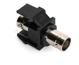 Leviton 41084-BEF Bnc Feedthrough Quickport, Connector, Nickel-plated, 50 Ohm, Black Housing