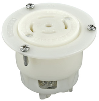 Leviton 3525-C 20/10A, 250V Flanged Outlet, Locking Receptacle, Industrial Grade