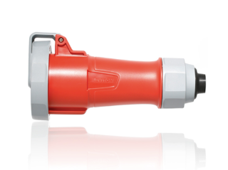 Leviton 330C7WLEVA LEV Series Pin & Sleeve Connector w/ Screwless Clamp Assembly, 30A, 480V 2P, 3W, Watertight, Red Finish