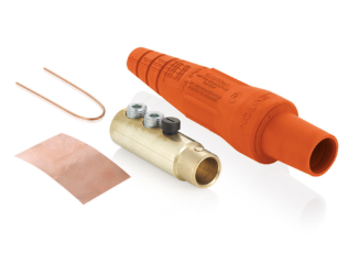 Leviton 16D33-BUO Roll Over For Zoom Female Plug, 2/0, 4/0 Awg, Double Set Screw Termination, Orange Finish
