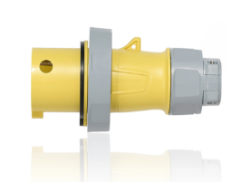 Leviton 330P4WLEV 30A, 125V 2P, 3W, LEV Series Pin & Sleeve Plug, Watertight, Yellow Finish