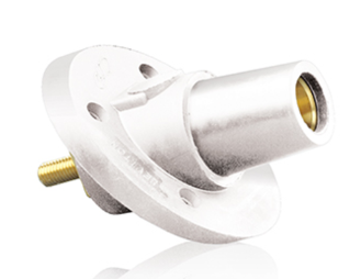 Leviton 17R24-W 17 Series Female Panel Receptacle, Cam-type, 30-degree, Taper Nose, Threaded Stud, 250-750MCM, 690A, White