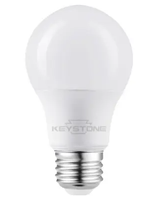 Keystone KT-LED9A19-O-827-ND-CS /G2 Contractor Series LED A19 Bulb, E26, Non-Dim, Wattage 9W, Lumens 800 lm, Voltage 120V, Color Temperature 2700K