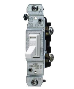 Leviton 1451-4W Single-pole Toggle Switch, Less Ears, Grounding, 15A, White