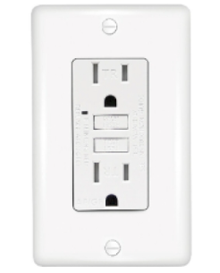 Cyber Tech Lighting GLS15ATR-WH 15A TAMPER RESISTANT GFCI WITH WALL PLATE COVER, SELF-TESTING, WHITE