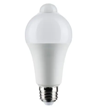 SATCO S11446 LED A19 Bulb w/ PIR Sensor, Wattage 12W, Lumens 1050lm, 90CRI, Voltage 120V, Color Temperature 5000K, White