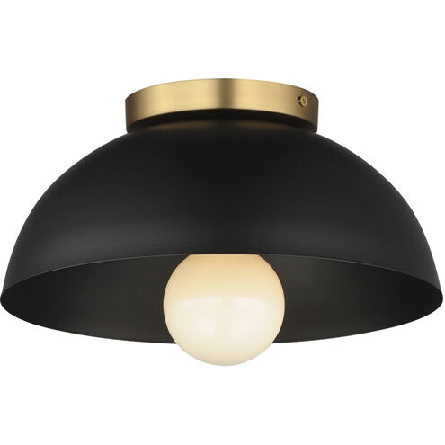 Maxim Lighting 10020BKNAB Thelonious 1 Light 11.5 inch Black and Natural Aged Brass Flush Mount Ceiling Light
