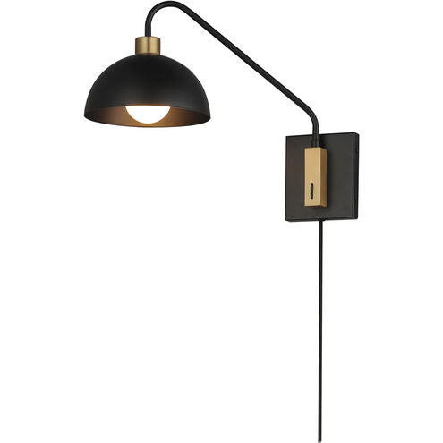 Maxim Lighting 10021BKNAB Thelonious 1 Light 8.75 inch Black and Natural Aged Brass Wall Sconce Wall Light