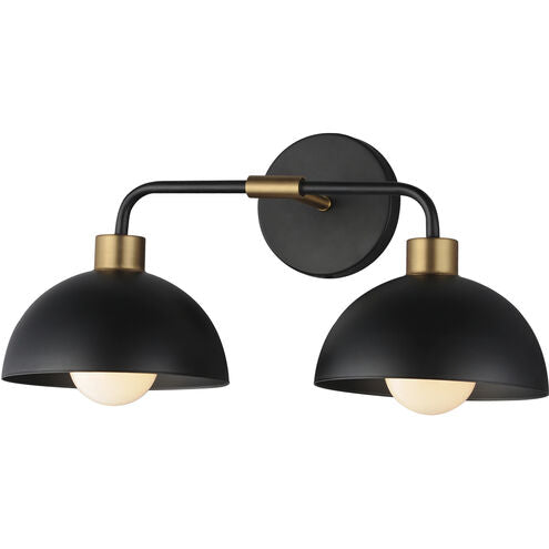 Maxim Lighting 10022BKNAB Thelonious 2 Light 19.25 inch Black and Natural Aged Brass Bath Vanity Wall Light