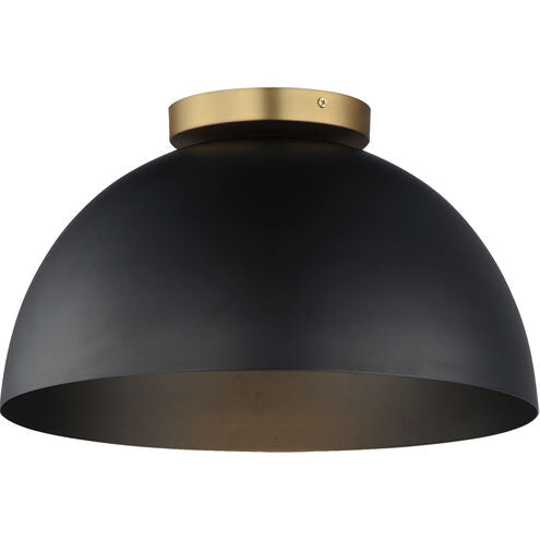 Maxim Lighting 10029BKNAB Thelonious 1 Light 15.75 inch Black and Natural Aged Brass Flush Mount Ceiling Light
