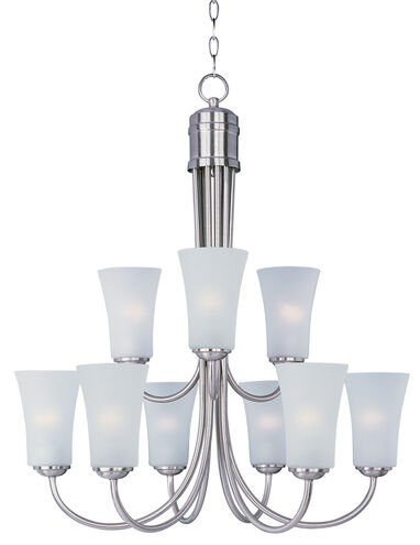 Maxim Lighting 10046FTSN Logan 9 Light 29 inch Satin Nickel Multi-Tier Chandelier Ceiling Light